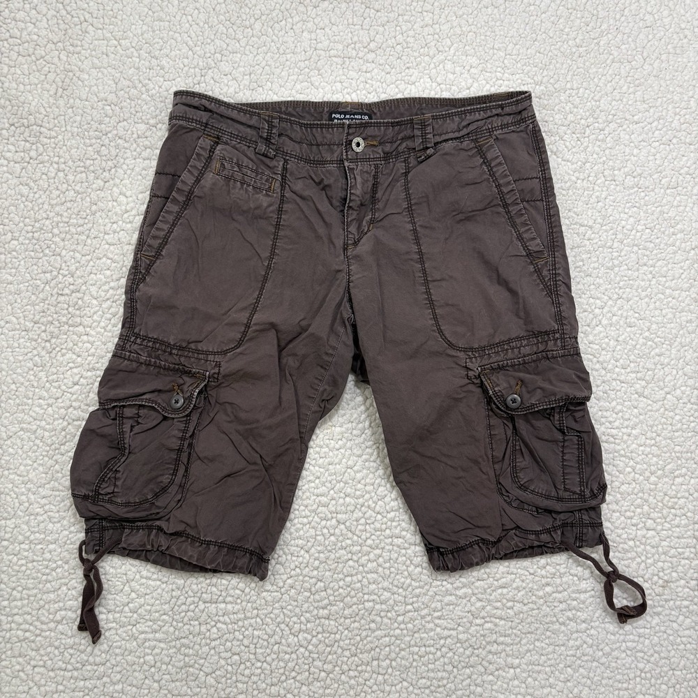 Vtg Y2K Polo Jeans Company Cargo Capri Bermuda Shorts Brown Pockets Womens 4